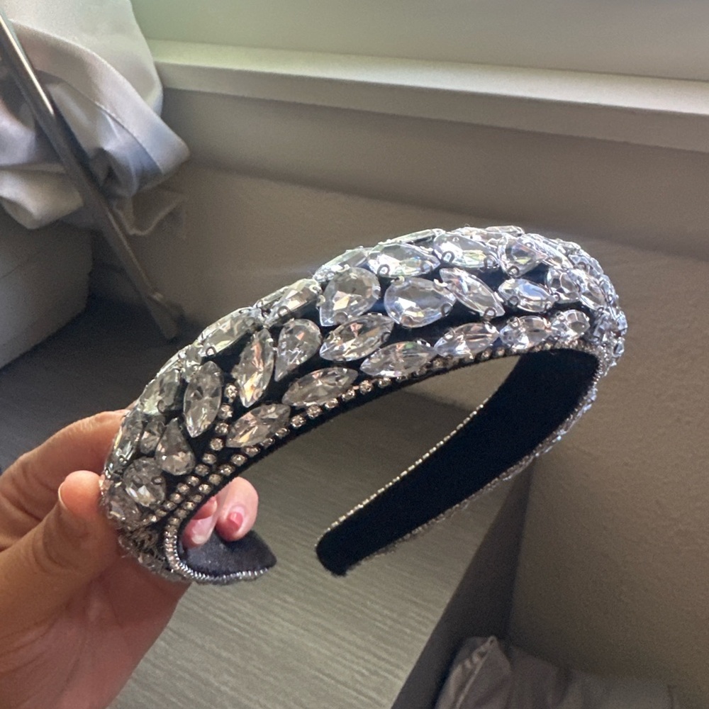 Zara Black and Silver Crystal Headband